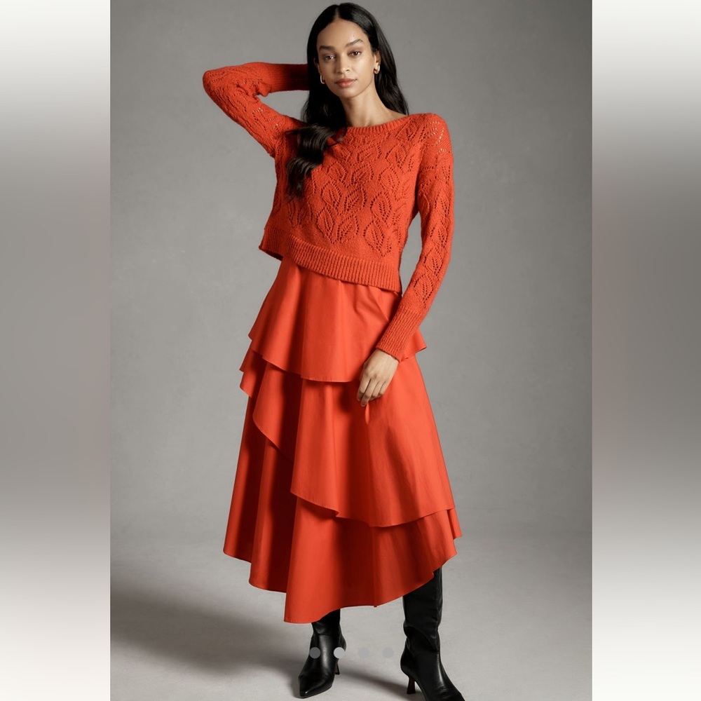 Anthropologie Twofer sweater tiered midi dress NWT